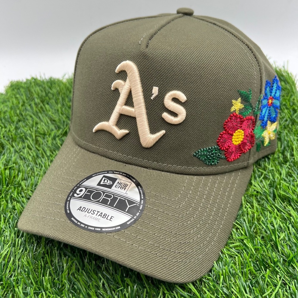 New Era‎ Oakland Athletics Olive Green Tonal Floral 9Forty A Frame Snapback Hat